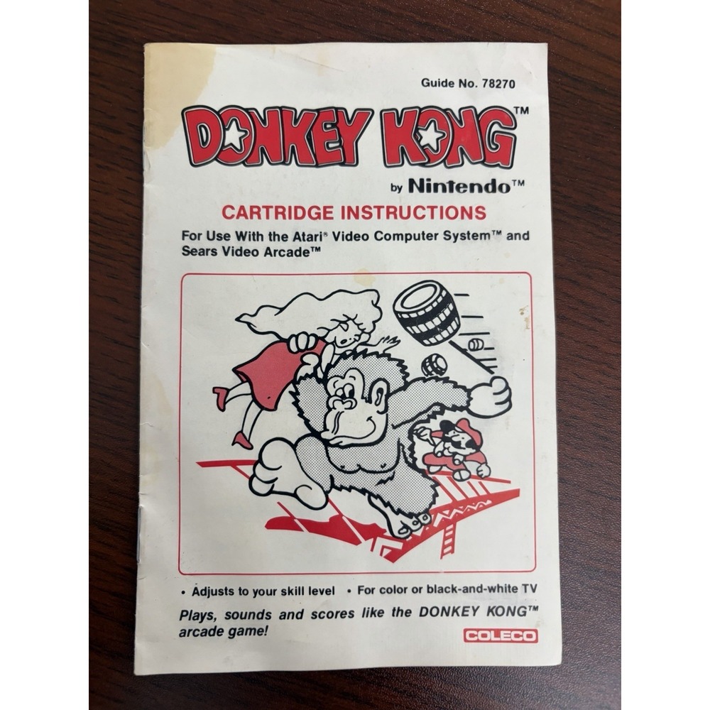 Atari 2600 Donkey Kong by Nintendo‎ MANUAL/INSTRUCTIONS BOOKLET ONLY